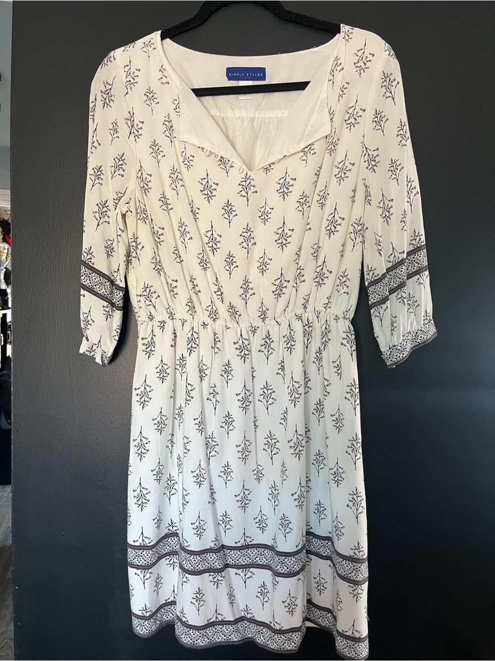Simply Styled Cream Dress with Brown Botanical Print